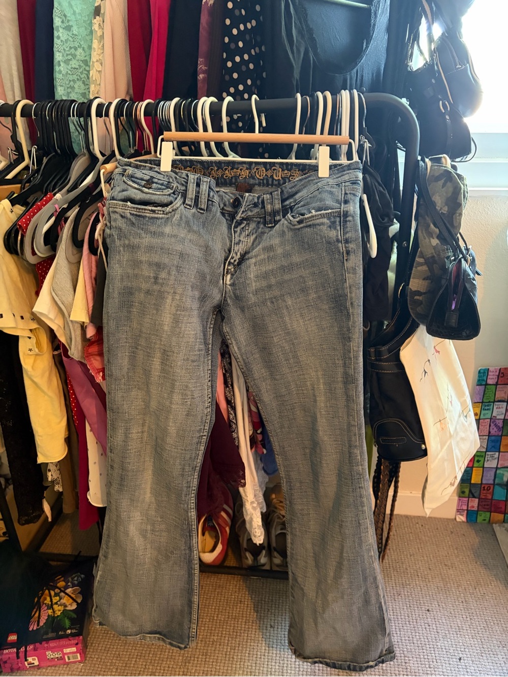 Women's Light Wash Bootcut Jeans - Light Blue